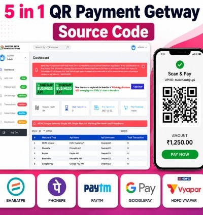 5 In 1 UPI QR Payment Gateway Source Code With Admin Panel | Paytm PhonePe, BharatPe, Google Pay, HDFC Vyapar.