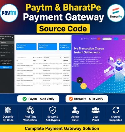 Paytm & BharatPe QR Payment Gateway Source Code With Admin Panel | Dynamic QR UTR Verification